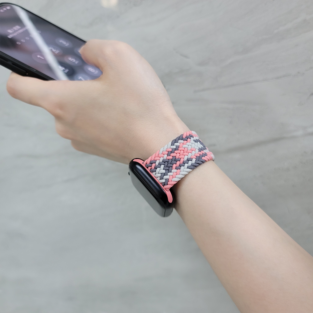 HAPS Chap. 粉灰尼龍編織彈力Apple Watch錶帶 (品牌直送)