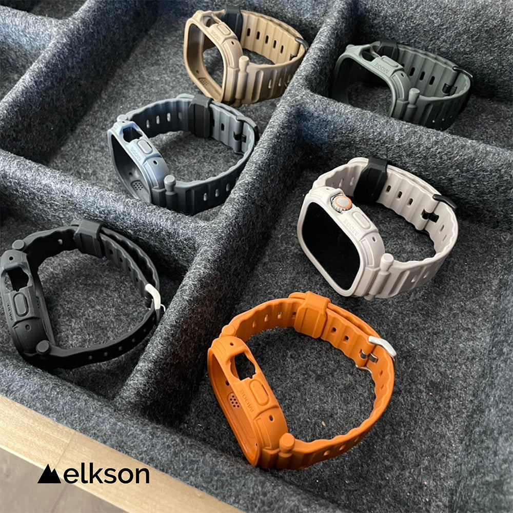 Elkson Apple Watch Ultra 1-3 Quattro Pro 2.0 一體成形軍規錶帶+9H鋼化膜套組_49mm (品牌直送 )