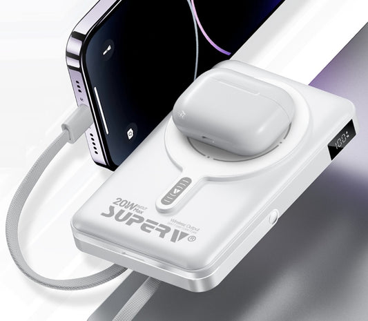 SUPERV CCC認證 可上機 4合1 LED顯示屏無線移動電源 F45 (品牌直送)