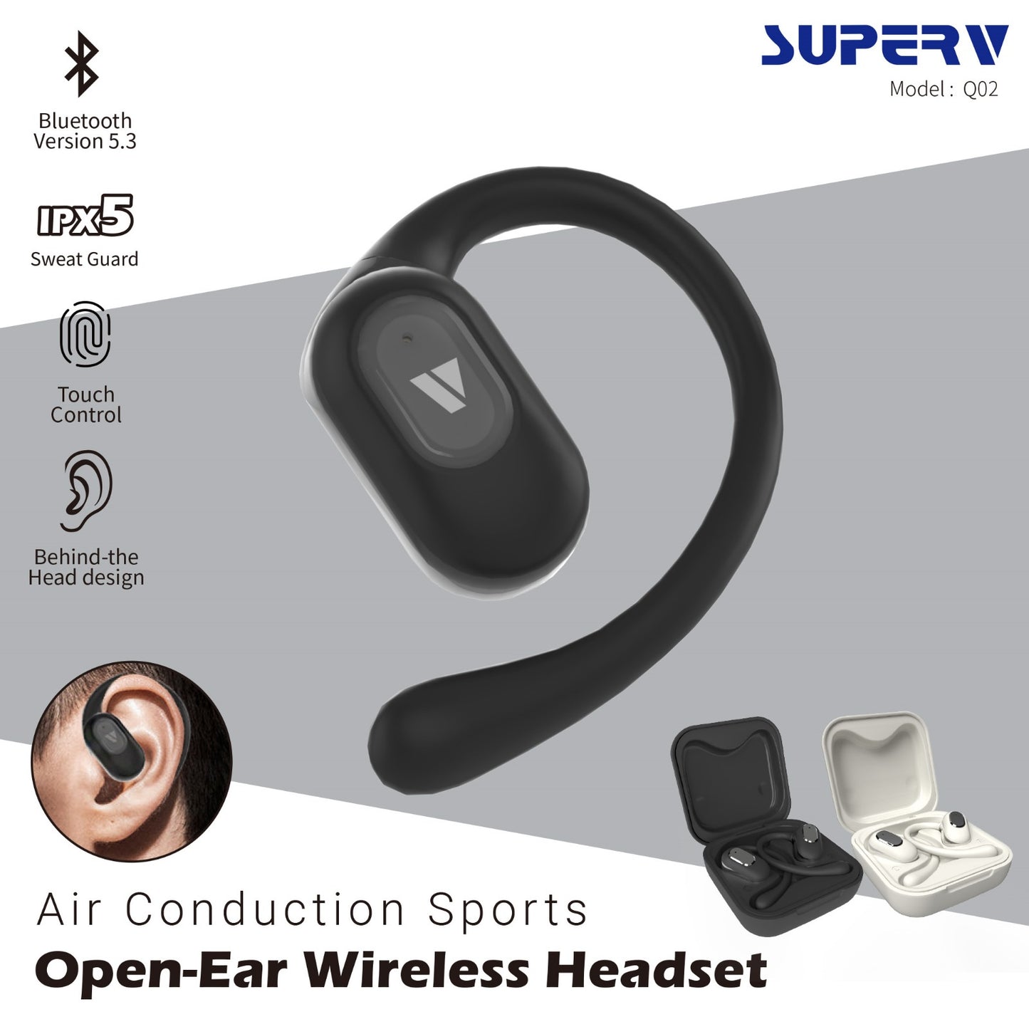 SUPERV – Q02 掛耳無線藍牙耳機 (品牌直送)