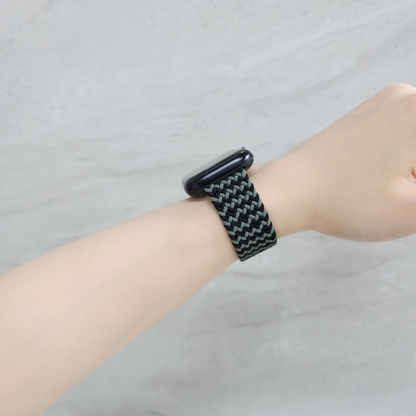 HAPS Chap. 黑綠尼龍編織彈力Apple Watch錶帶 (品牌直送)