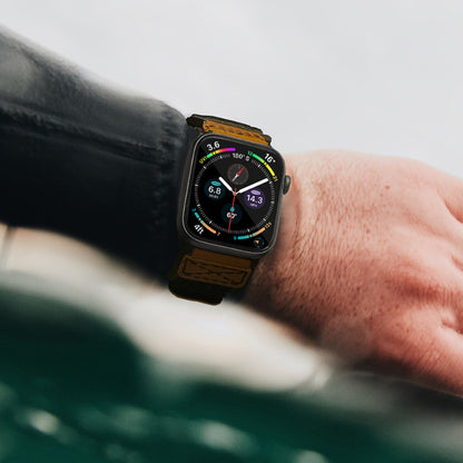 MIFA Apple Watch EDC-34 戰術尼龍混搭真皮皮革運動錶帶 (38-49mm 適用1-11代 & Ultra 1-3) (品牌直送 )