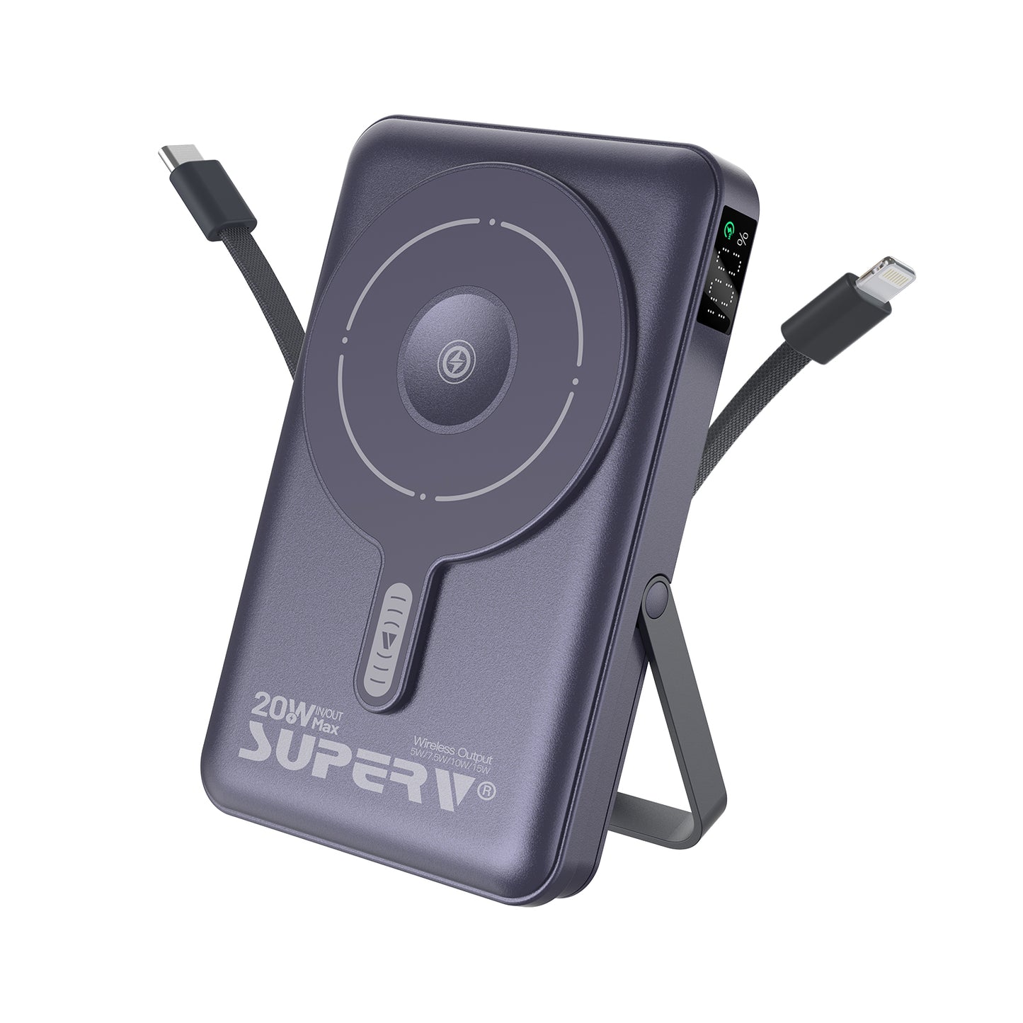 SUPERV CCC認證 可上機 4合1 LED顯示屏無線移動電源 F45 (品牌直送)