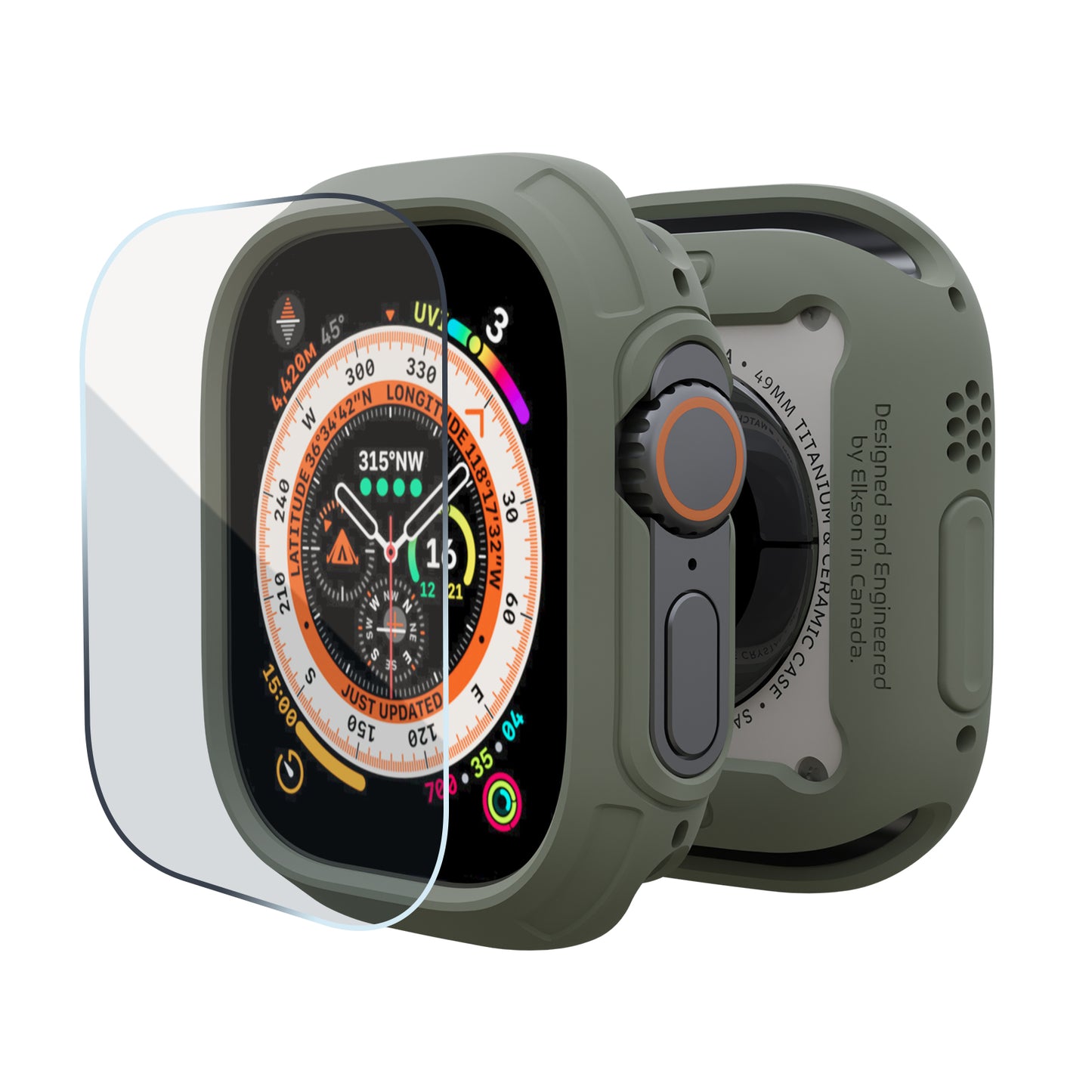 加拿大elkson Apple Watch Ultra 1 – 3 49mm Quattro Max軍規保護殼+保護貼套組(附貼膜神器) (品牌直送)