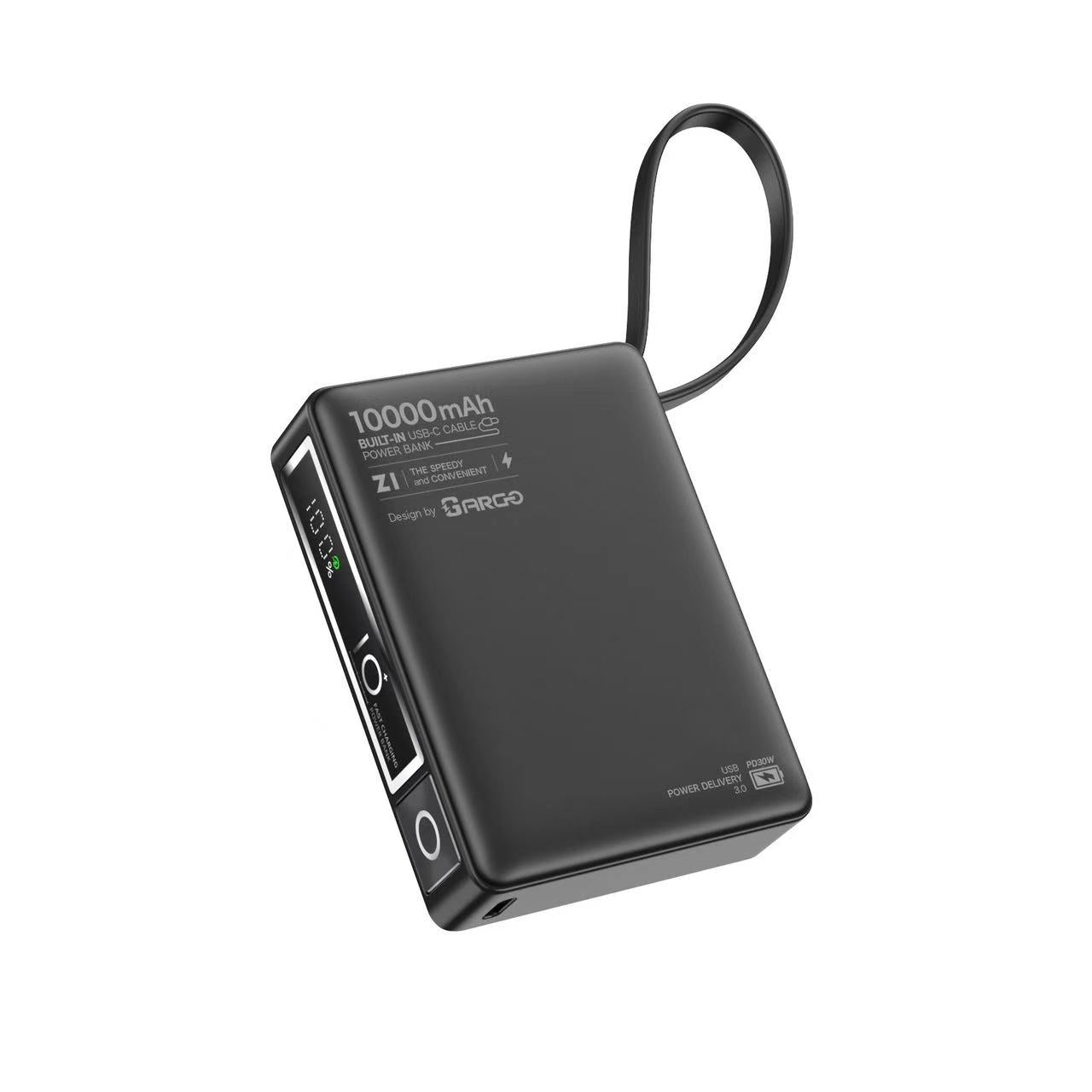 ARGO Z1 10000mAh 自帶線快充充電器 + 雙Type-C頭充電線優惠組合 (品牌直送)