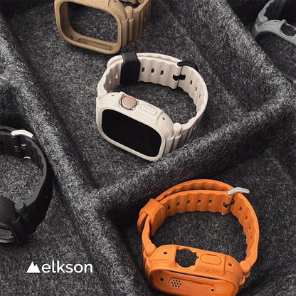 Elkson Apple Watch Ultra 1-3 Quattro Pro 2.0 一體成形軍規錶帶+9H鋼化膜套組_49mm (品牌直送 )
