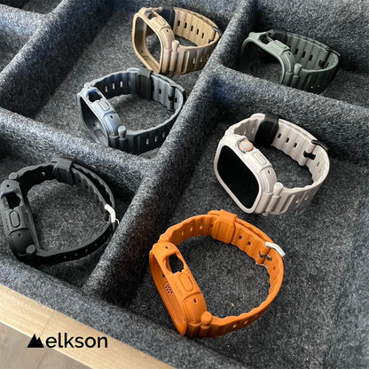 Elkson Apple Watch Ultra 1-3 Quattro Pro 2.0 一體成形軍規錶帶+9H鋼化膜套組_49mm (品牌直送 )