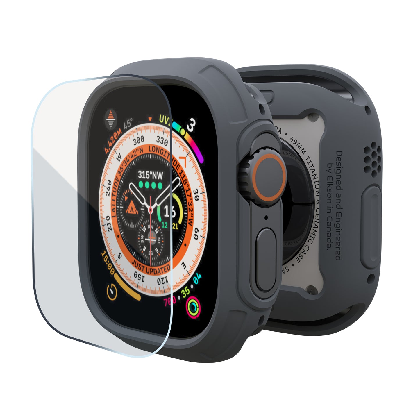 加拿大elkson Apple Watch Ultra 1 – 3 49mm Quattro Max軍規保護殼+保護貼套組(附貼膜神器) (品牌直送)