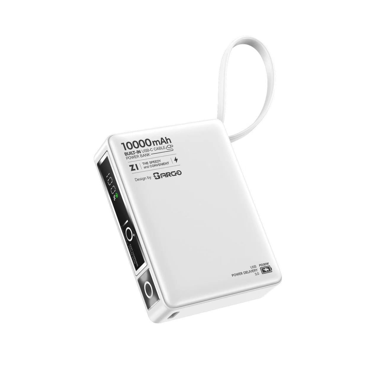 ARGO Z1 10000mAh 自帶線快充充電器 + 雙Type-C頭充電線優惠組合 (品牌直送)