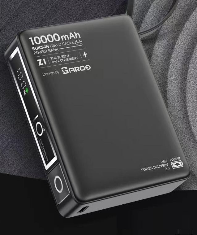 ARGO Z1 10000mAh 自帶線快充充電器 + 雙Type-C頭充電線優惠組合 (品牌直送)