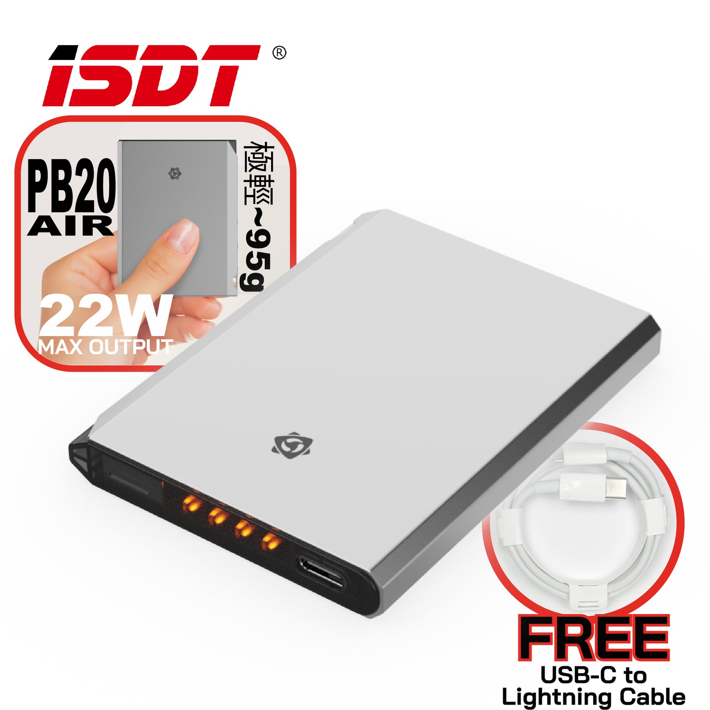 ISDT LIMETA PB20 Air 5000mAh 22W 移動電源 – FCC CE CCC certification (品牌直送)