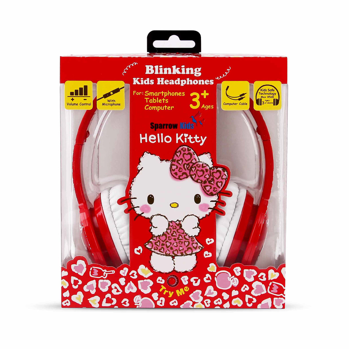 兒童安全閃燈耳機備有線咪及遙距音控 – Hello Kitty (品牌直送)