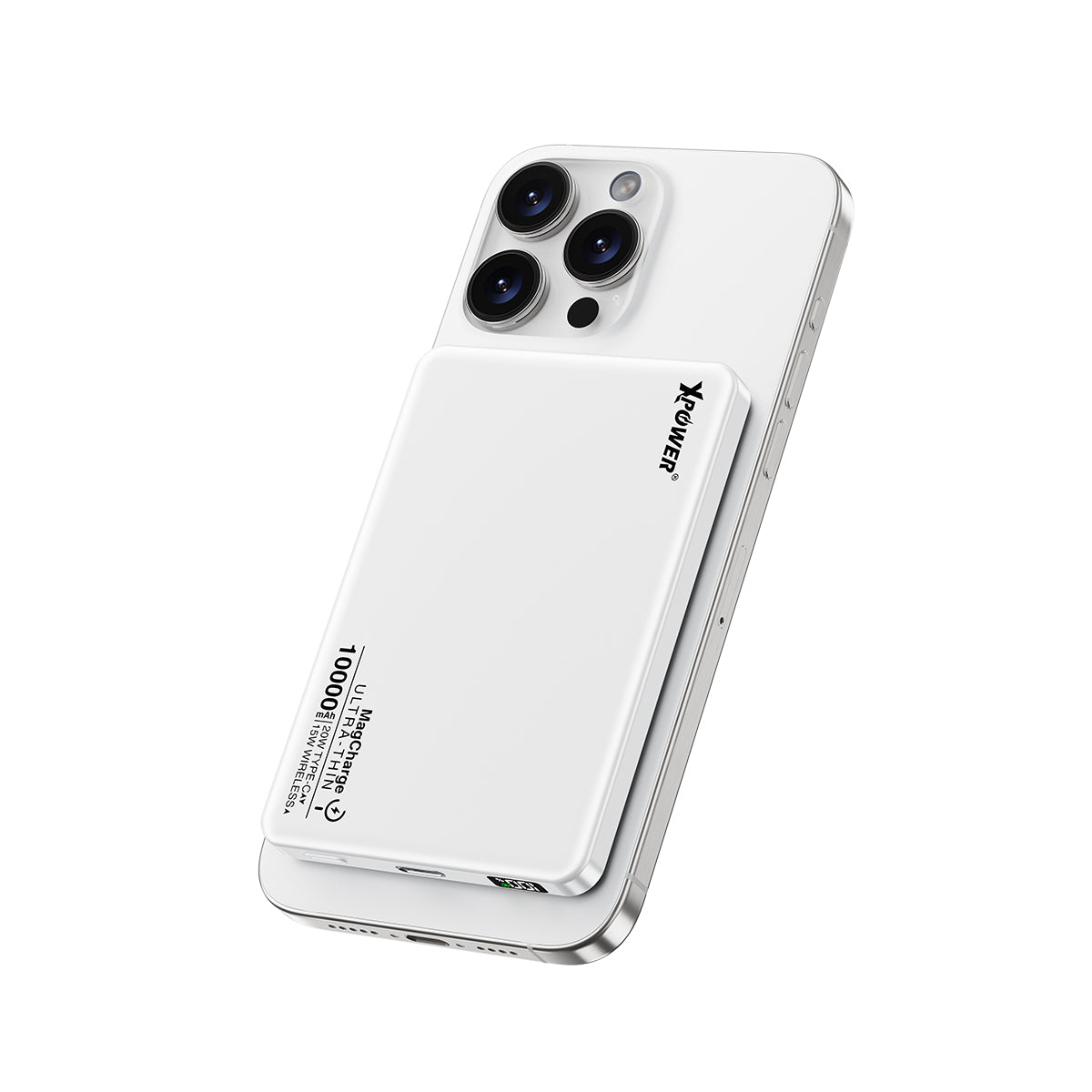 XPower M10K 2合1鋁合金數顯 10000mAh PD3.0+磁吸無線外置充電器 (陶瓷白特別版) (品牌直送)