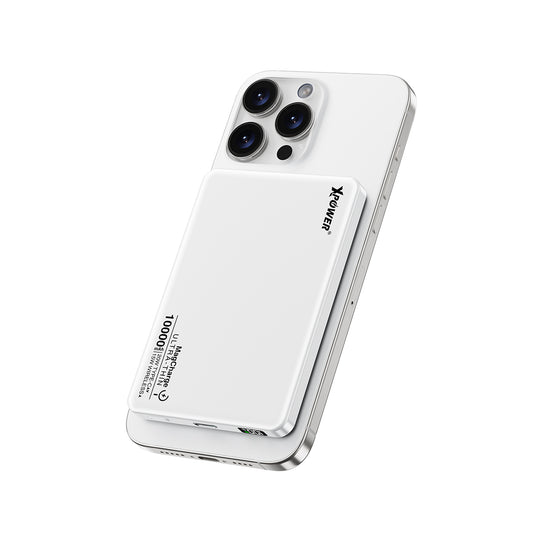 XPower M10K 2合1鋁合金數顯 10000mAh PD3.0+磁吸無線外置充電器 (陶瓷白特別版) (品牌直送)