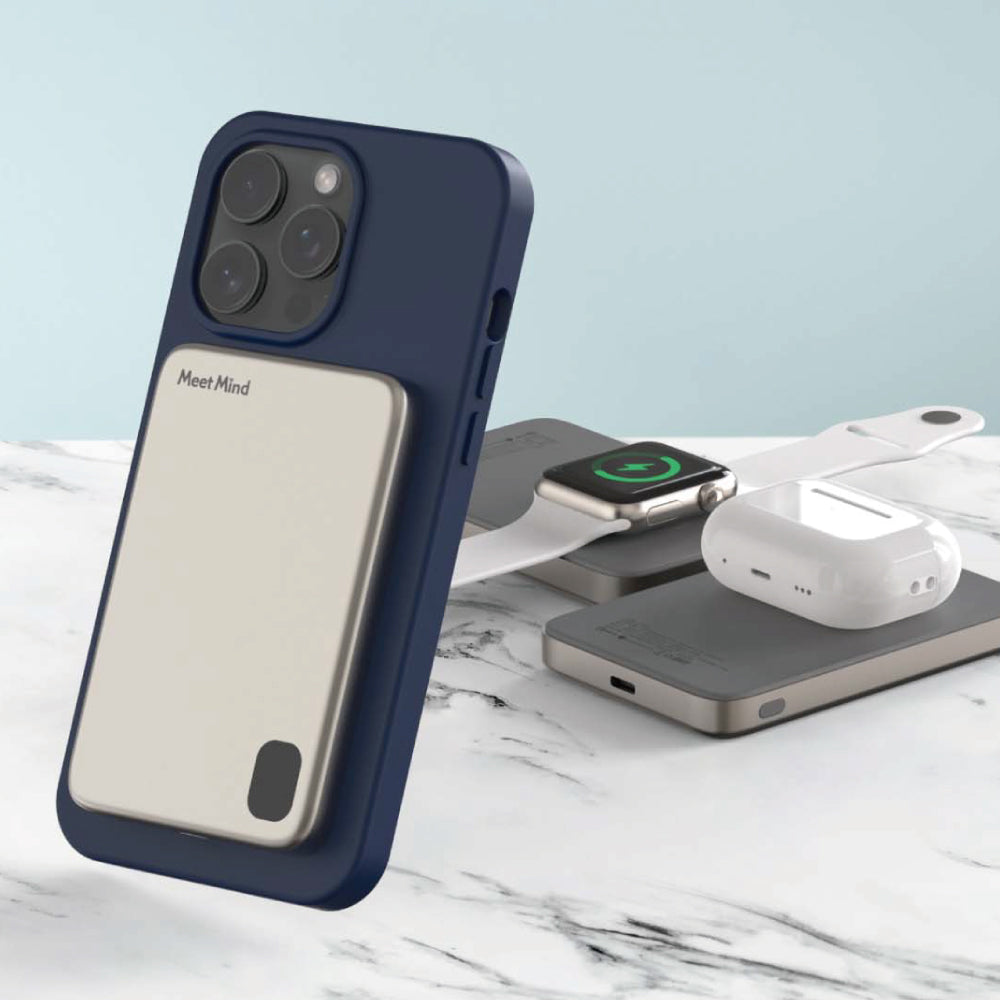 Meet Mind 5000mAh Mini Magsafe 3in1磁吸快充行動電源 – 鋁合金款 (品牌直送)