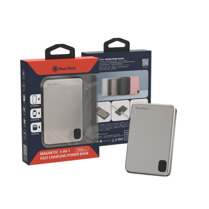 Meet Mind 5000mAh Mini Magsafe 3in1磁吸快充行動電源 – 鋁合金款 (品牌直送)