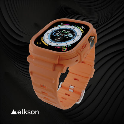 Elkson Apple Watch Ultra 1-3 Quattro Pro 2.0 一體成形軍規錶帶+9H鋼化膜套組_49mm (品牌直送 )