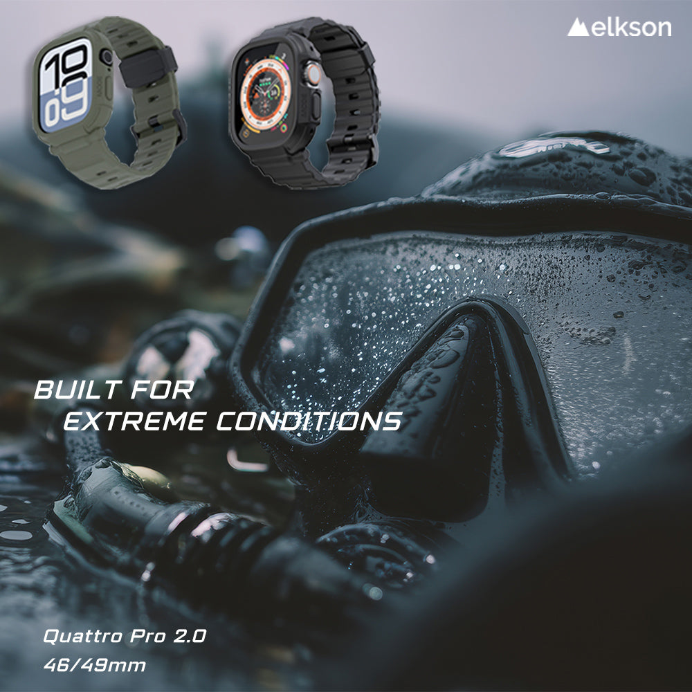 Elkson Apple Watch Ultra 1-3 Quattro Pro 2.0 一體成形軍規錶帶+9H鋼化膜套組_49mm (品牌直送 )
