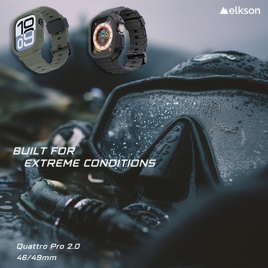 Elkson Apple Watch Ultra 1-3 Quattro Pro 2.0 一體成形軍規錶帶+9H鋼化膜套組_49mm (品牌直送 )