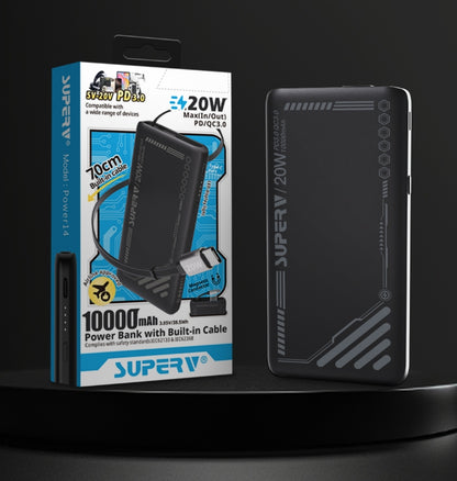 SUPERV 10000mAh 內置70cm Type-C線 Dual Input & Output | Power14 (品牌直送)