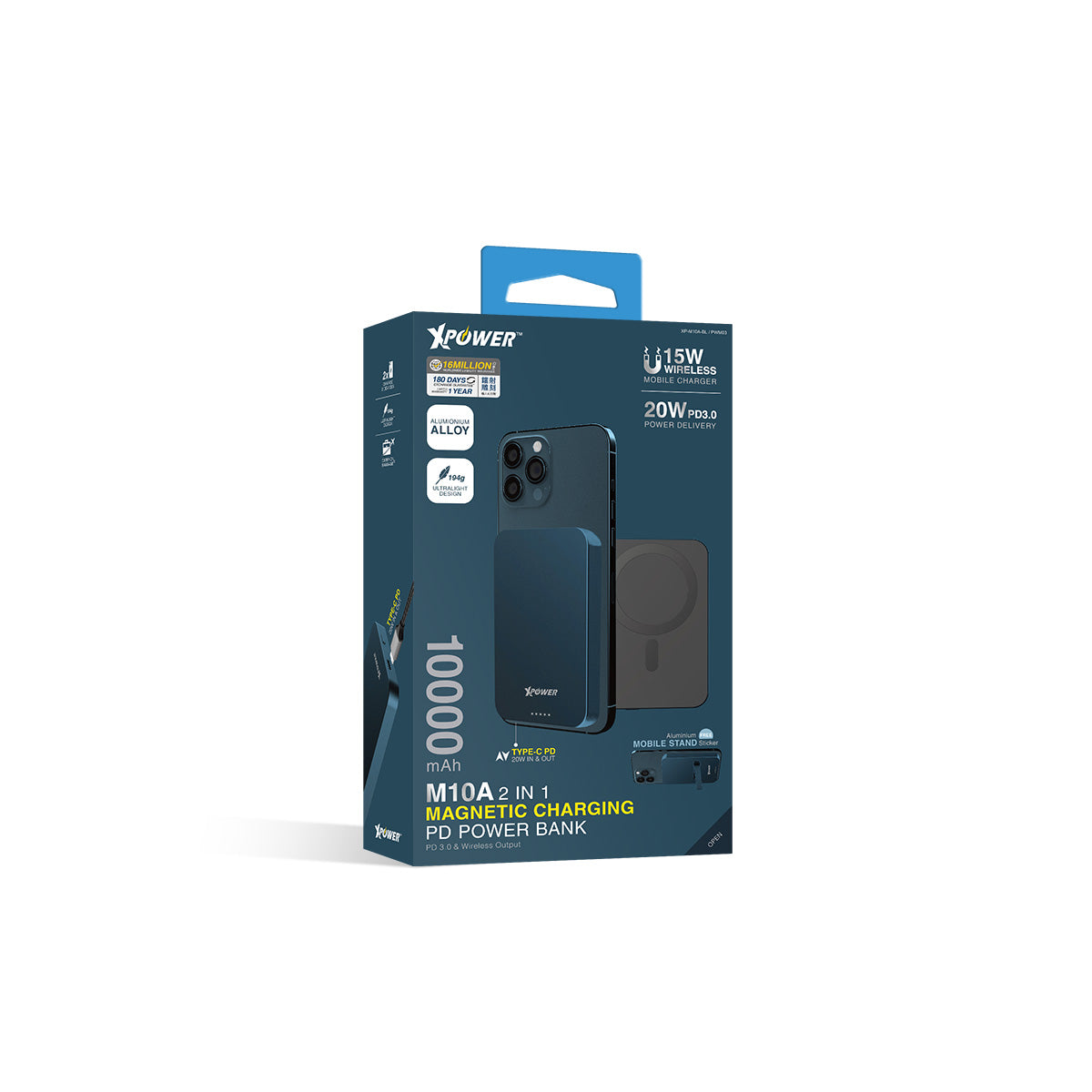 XPower M10A 10,000mAh 鋁合金超薄PD 3.0磁吸無線快速充電器(品牌直送)
