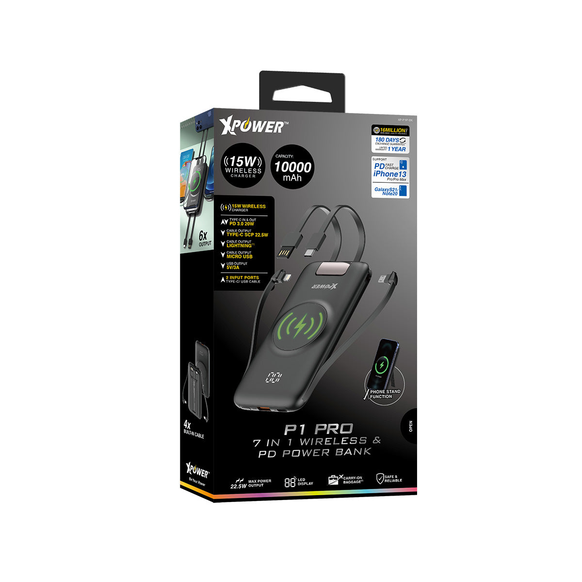 XPower P1 PRO 7合1無線+PD外置充電器 (品牌直送)