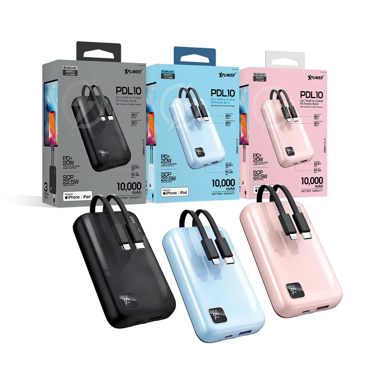 XPower PDL10 10,000mAh  2合1 PD 3.0快速充電器 (Apple MFi 官方認證)(品牌直送