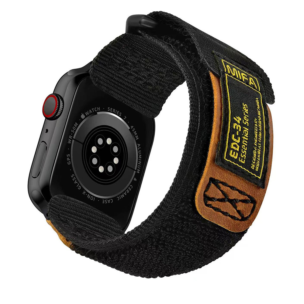 MIFA Apple Watch EDC-34 戰術尼龍混搭真皮皮革運動錶帶 (38-49mm 適用1-11代 & Ultra 1-3) (品牌直送 )