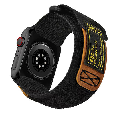 MIFA Apple Watch EDC-34 戰術尼龍混搭真皮皮革運動錶帶 (38-49mm 適用1-11代 & Ultra 1-3) (品牌直送 )