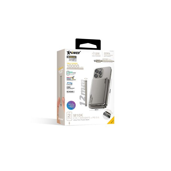 XPower M10K 3-в-1 Power Bank с цифровым дисплеем 10000 мАч PD3.0 + магнитная беспроводная зарядка (прямая доставка от бренда)