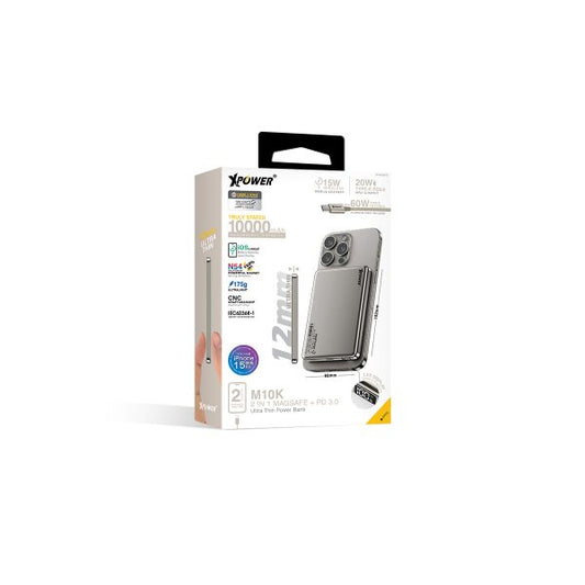 XPower M10K 3合1鋁合金數顯 10000mAh PD3.0+磁吸無線外置充電器 (品牌直送)