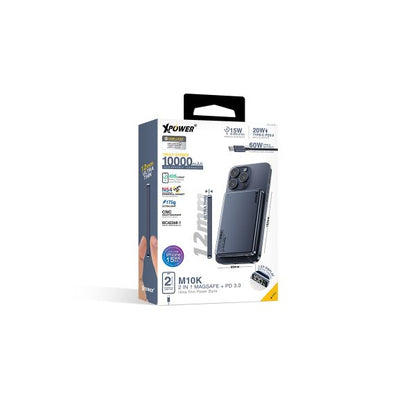 XPower M10K 3-в-1 Power Bank с цифровым дисплеем 10000 мАч PD3.0 + магнитная беспроводная зарядка (прямая доставка от бренда)