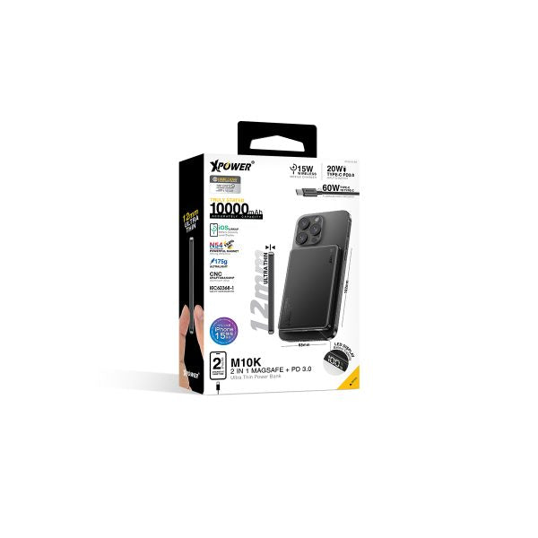XPower M10K 3-в-1 Power Bank с цифровым дисплеем 10000 мАч PD3.0 + магнитная беспроводная зарядка (прямая доставка от бренда)