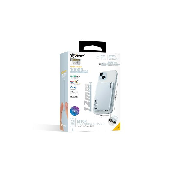 XPower M10K 3-в-1 Power Bank с цифровым дисплеем 10000 мАч PD3.0 + магнитная беспроводная зарядка (прямая доставка от бренда)