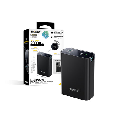 XPower PD20L 2輸出 35W LED顯示 20000mAh PD+SCP充電器 (品牌直送)
