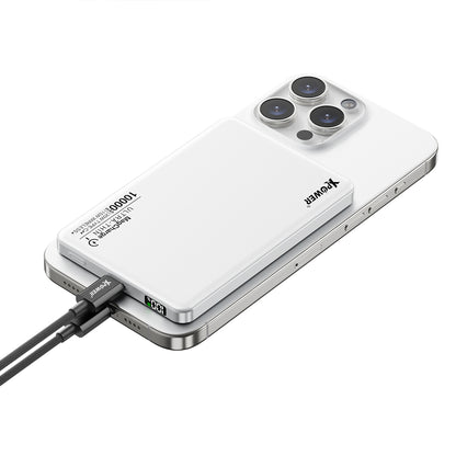 XPower M10K 2合1鋁合金數顯 10000mAh PD3.0+磁吸無線外置充電器 (陶瓷白特別版) (品牌直送)