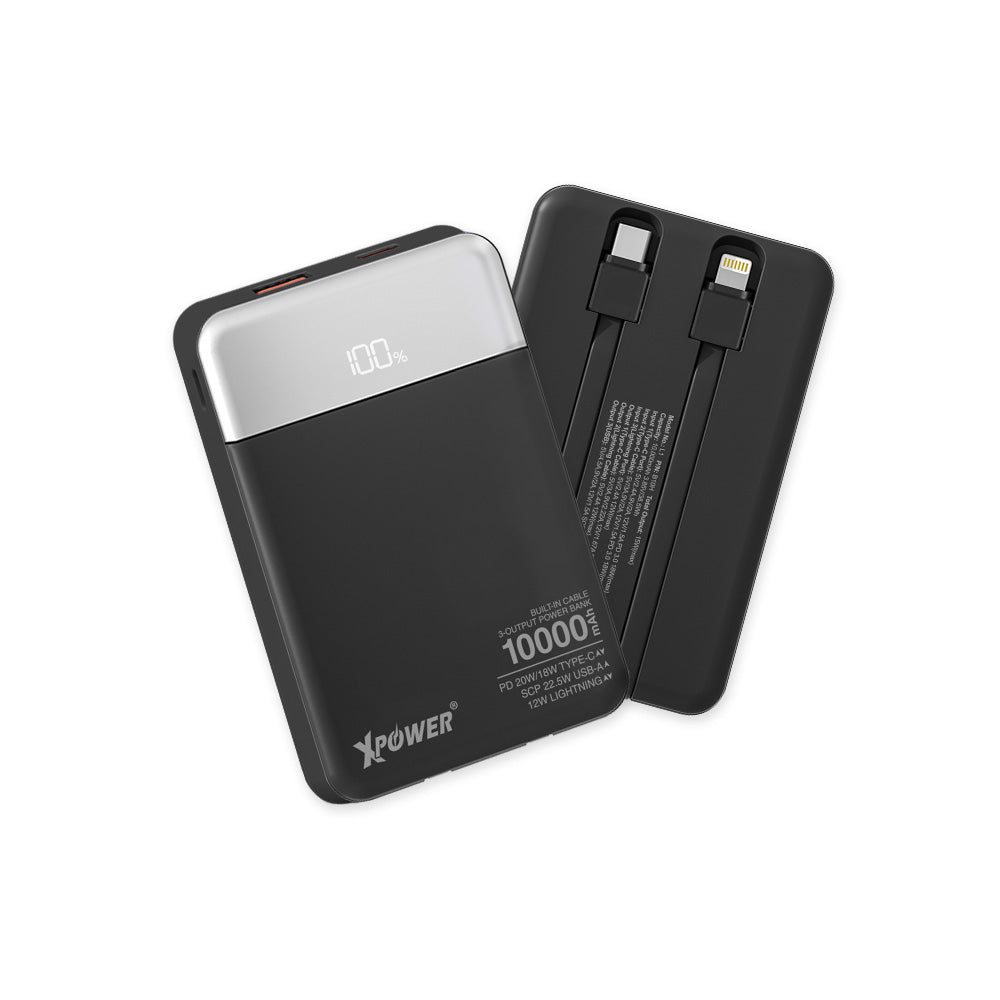 XPower B10H 3輸出雙內置線Type-C PD/Lightning 10000mAh PD+SCP充電器 (品牌直送)