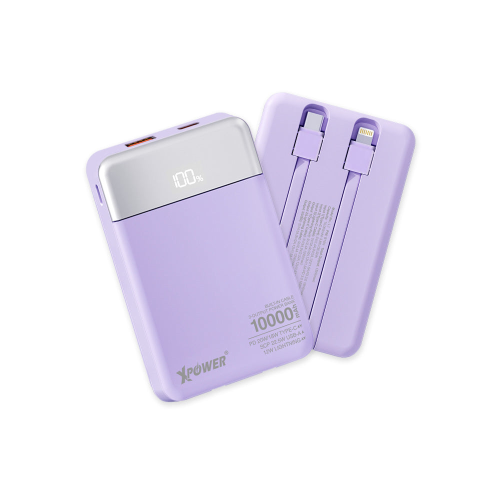 XPower B10H 3輸出雙內置線Type-C PD/Lightning 10000mAh PD+SCP充電器 (品牌直送)