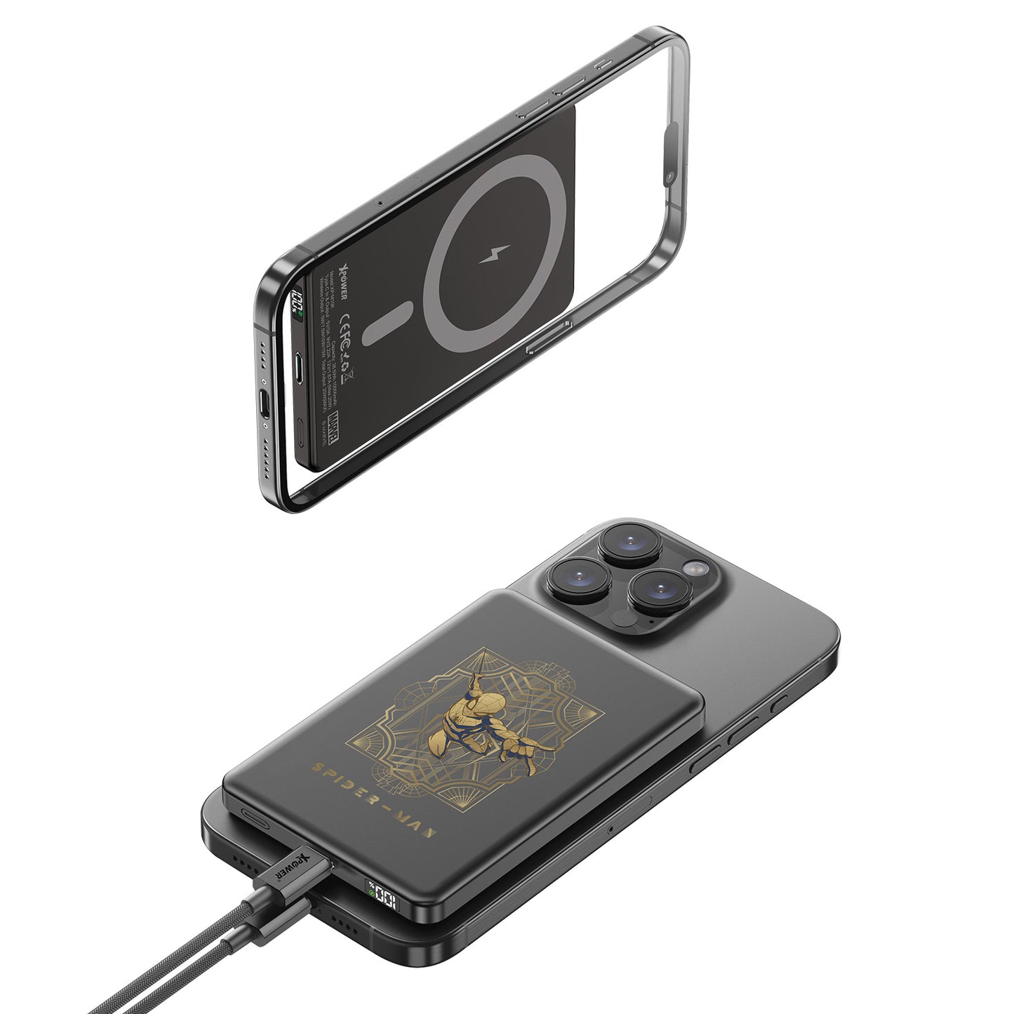 XPower x Marvel 蜘蛛俠系列 M10K 2合1鋁合金數顯10000mAh PD3.0+磁吸無線外置充電器(品牌直送)