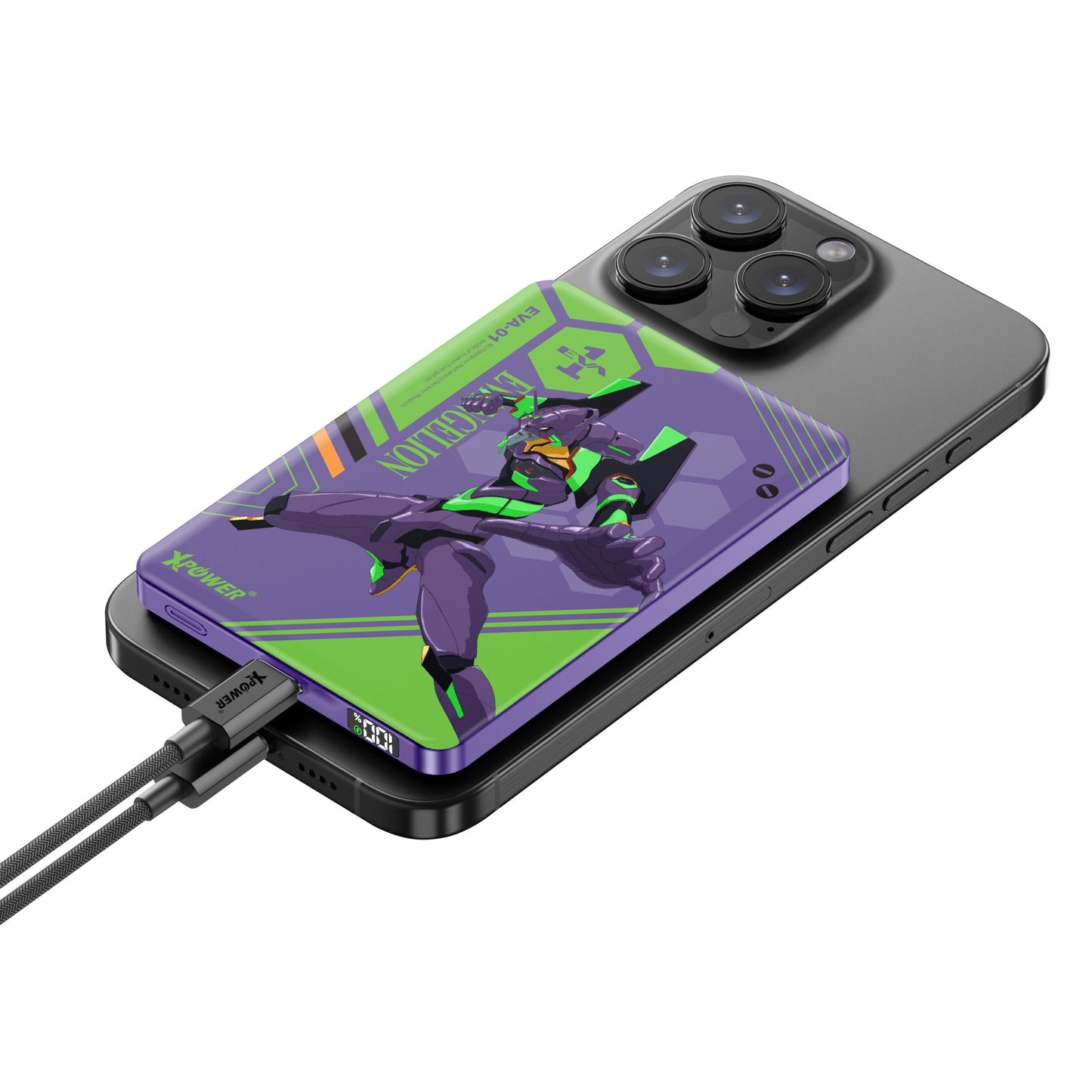 XPower x EVA 新世紀福音戰士 M10K MagSafe 3合1 10000mAh超薄數顯無線充電器 (品牌直送)