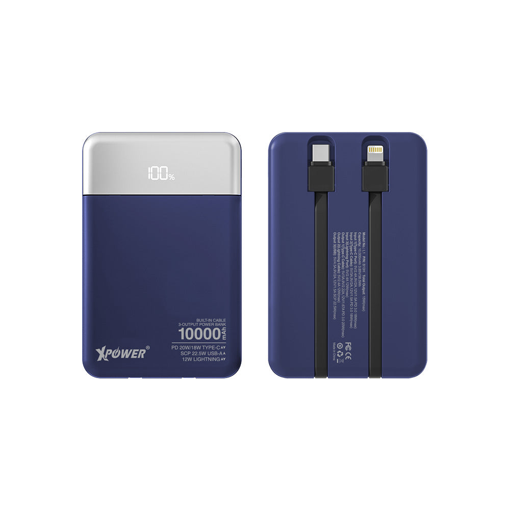 XPower B10H 3輸出雙內置線Type-C PD/Lightning 10000mAh PD+SCP充電器 (品牌直送)